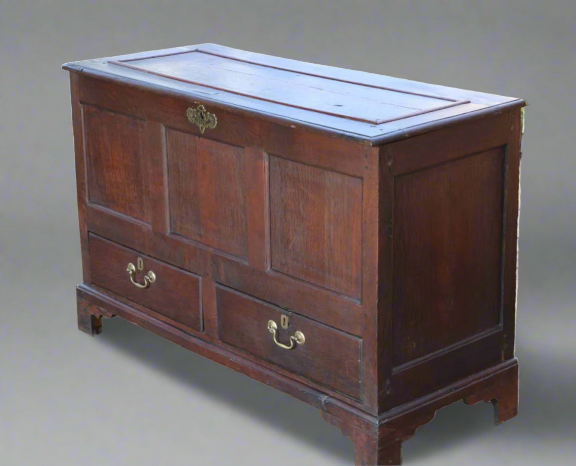 Georgian Panelled Oak Mule Chest / Blanket Box With Drawers