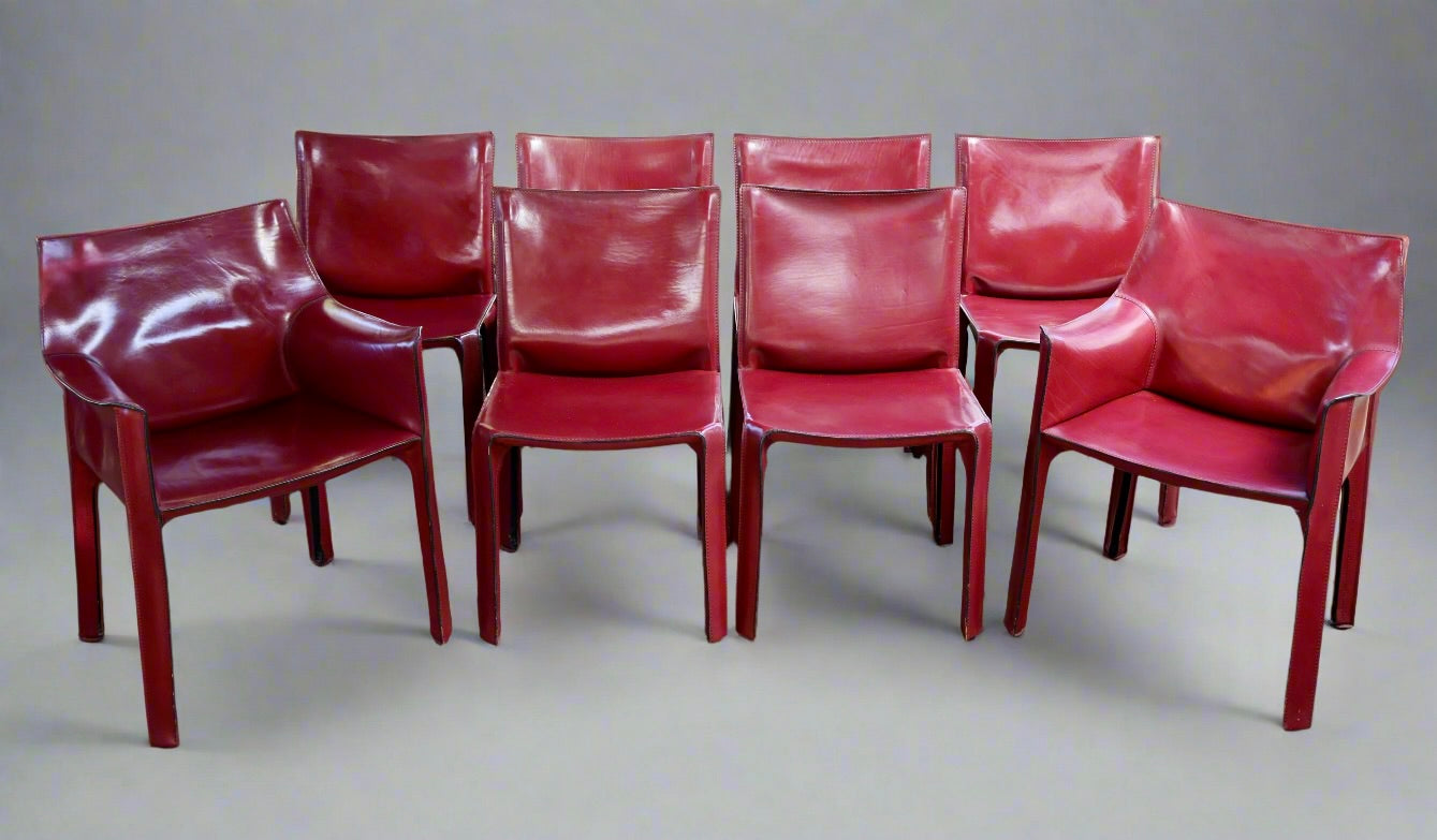 Set of six CAB 412's and two CAB 413's Dining Chairs - designed by Mario BELLINI for Cassina, Mid 1980's