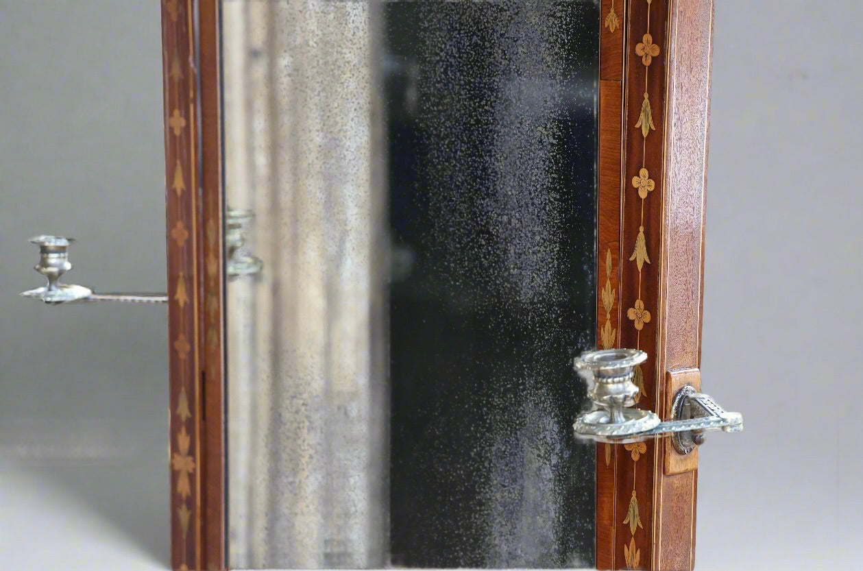 Edwardian inlaid mahogany Cheval Mirror