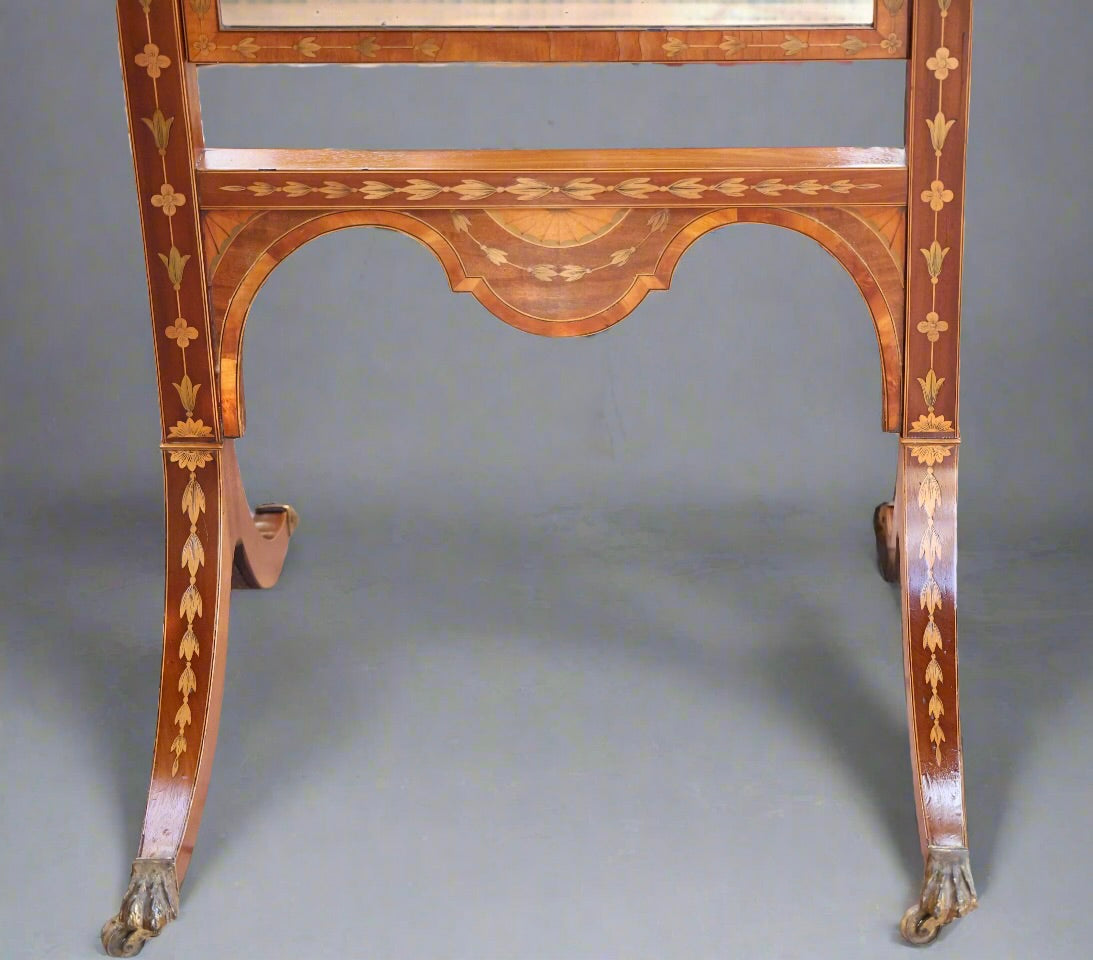 Edwardian inlaid mahogany Cheval Mirror