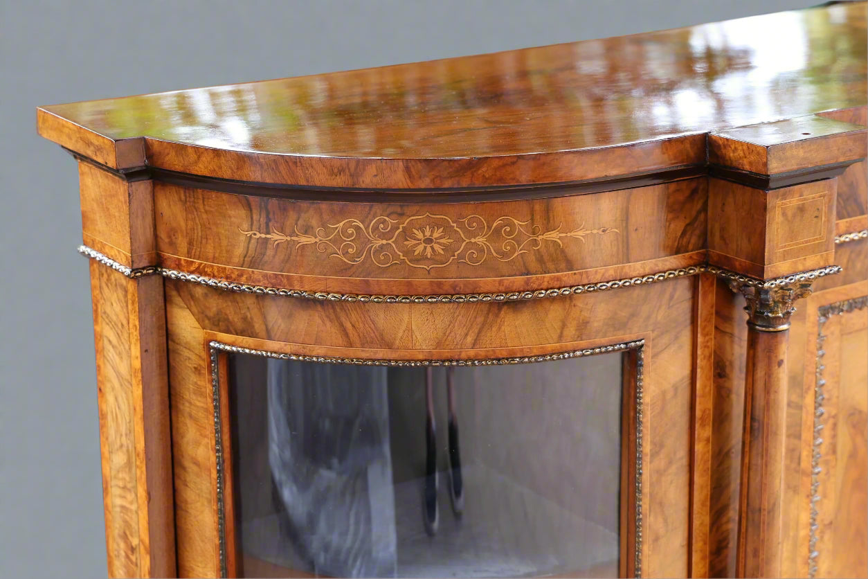 Victorian inlaid burr walnut Credenza/Side Cabinet
