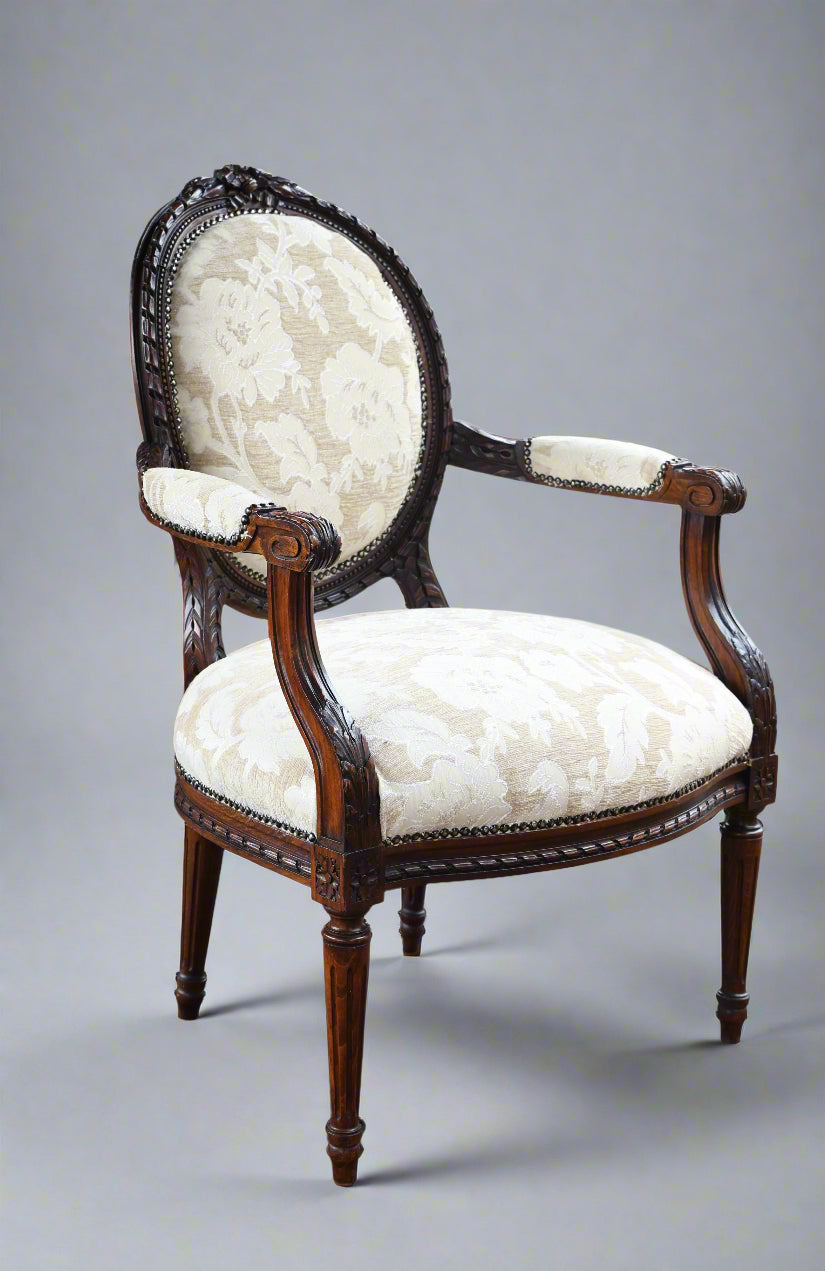 Set of five Louis XVI Style carved Beechwood Armchairs