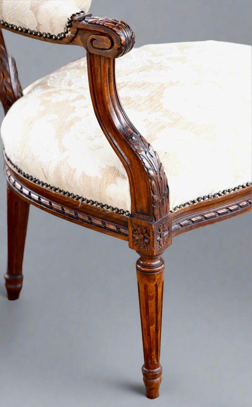 Set of five Louis XVI Style carved Beechwood Armchairs