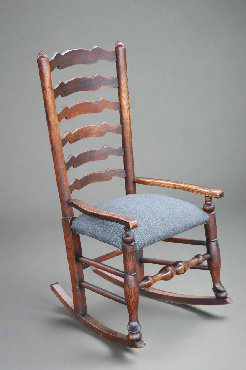 Mid 19th Century Lancashire Ladder-Back Rocking Chair