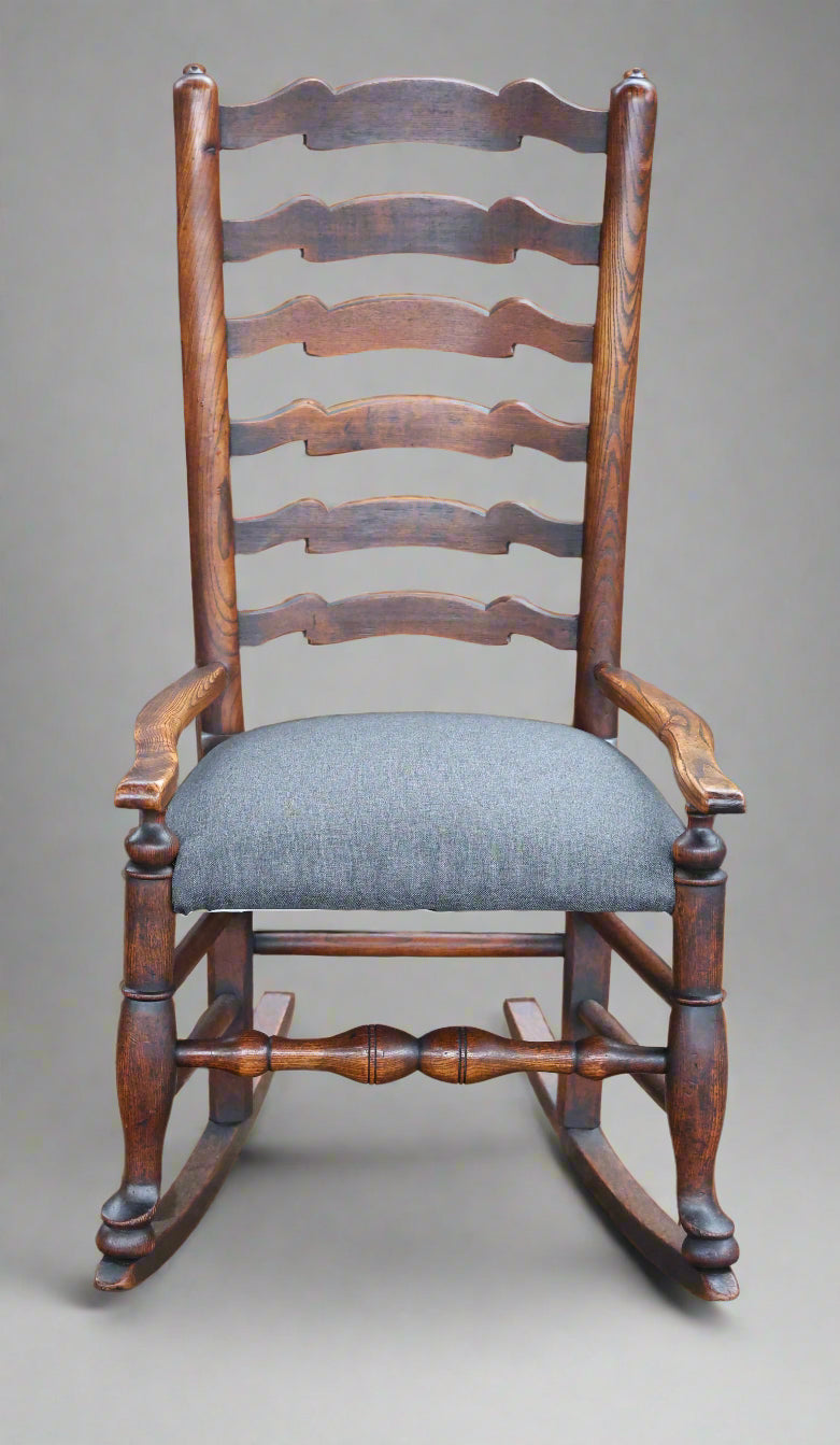 Mid 19th Century Lancashire Ladder-Back Rocking Chair