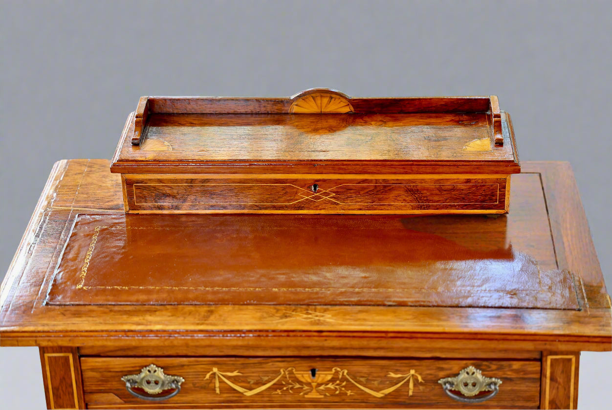 Edwardian inlaid Lady's Writing Table and Sewing Table combination