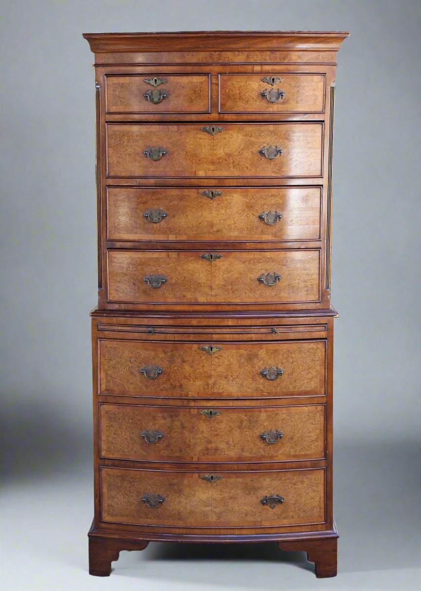 Walnut and mahogany Tallboy