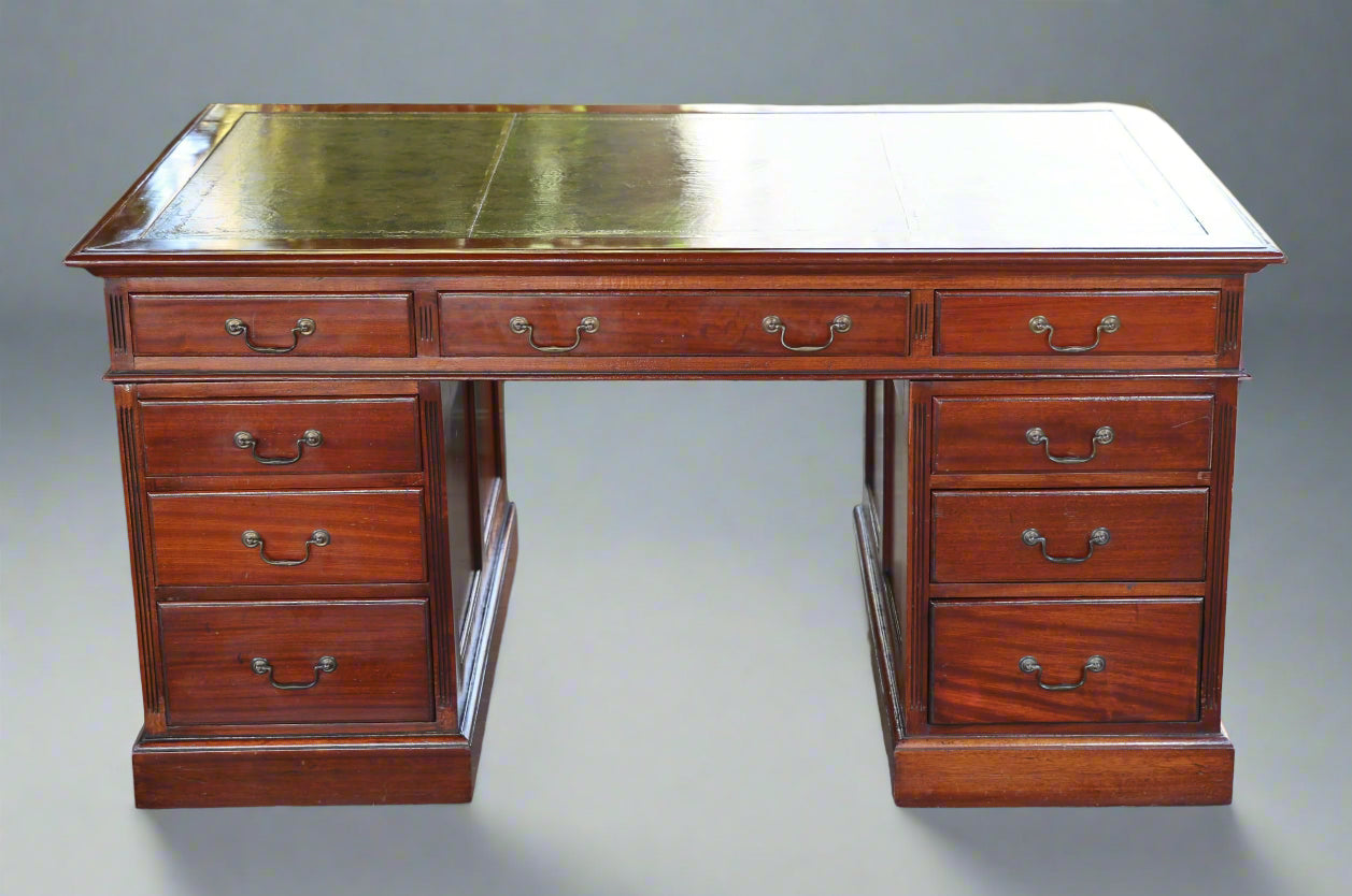 Mahogany Pedestal leather topped Desk