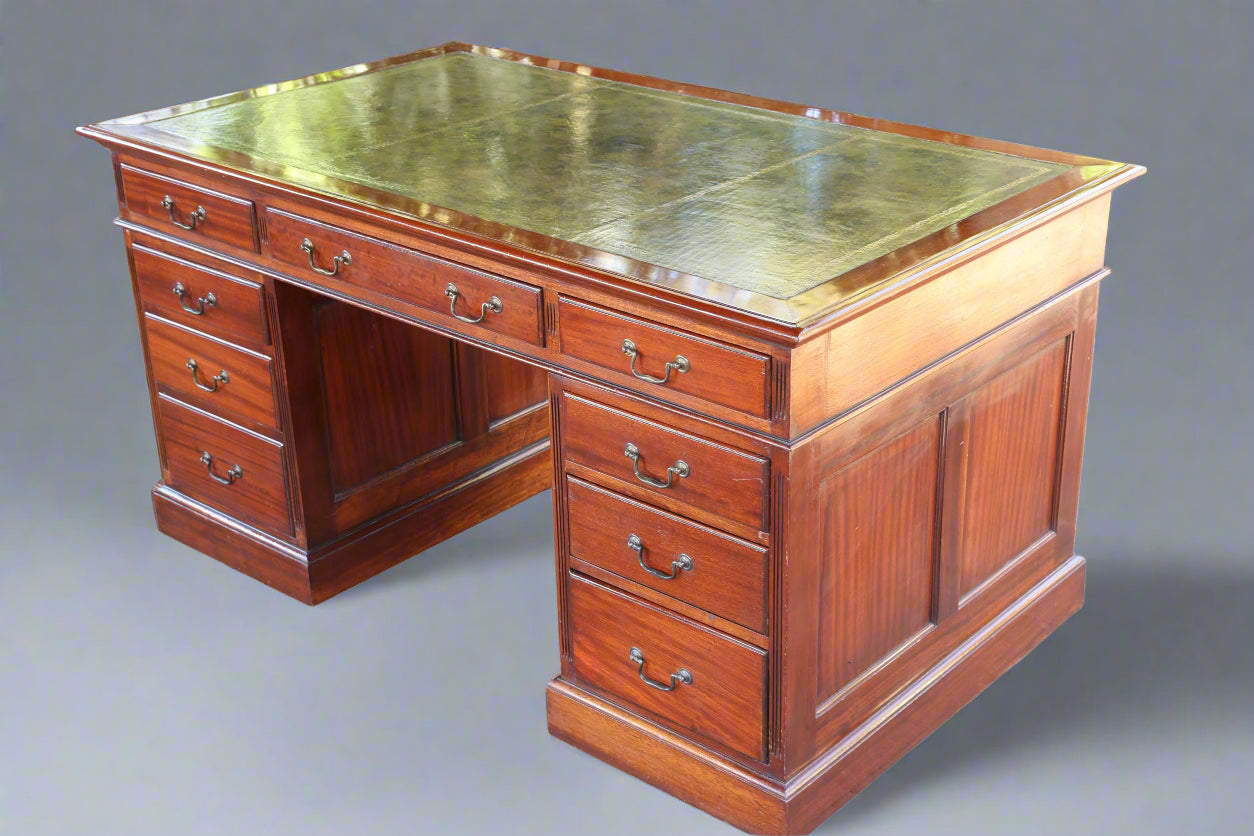 Mahogany Pedestal leather topped Desk