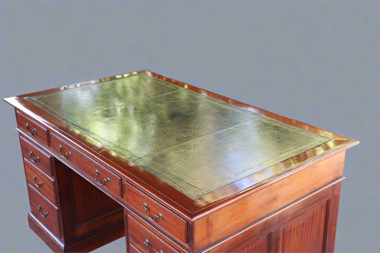 Mahogany Pedestal leather topped Desk