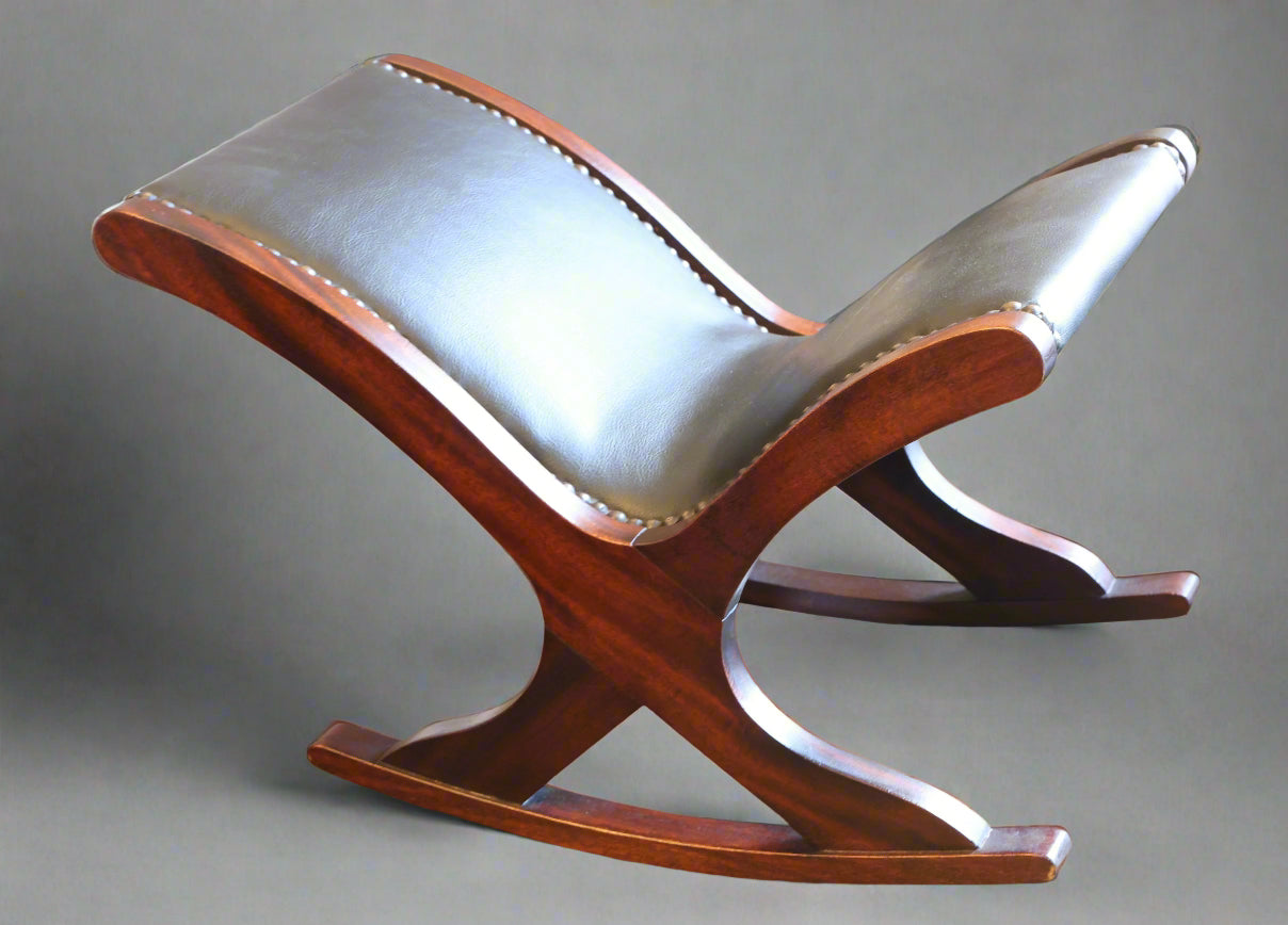 Mahogany leather Footstool