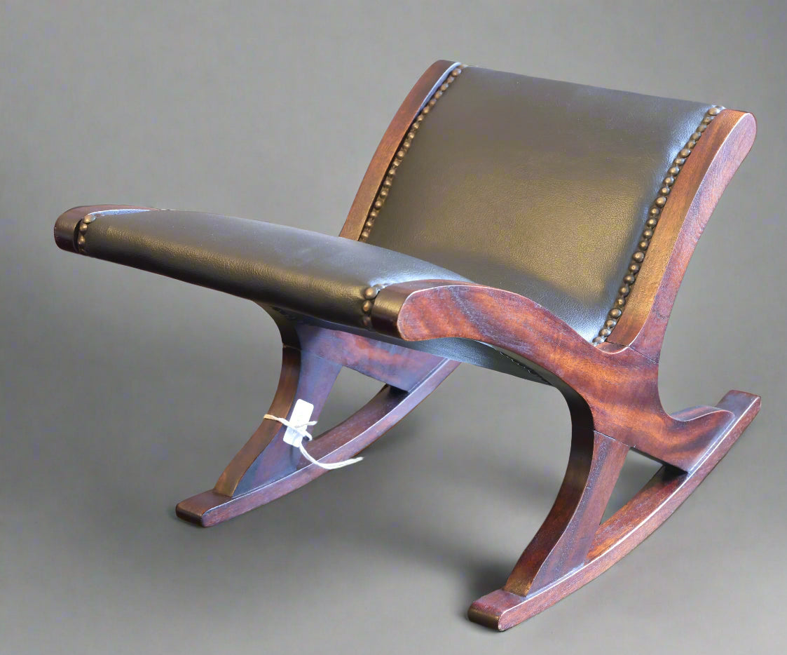 Mahogany leather Footstool