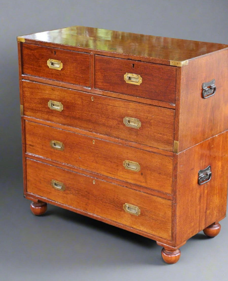 Victorian teak Military Campaign Chest