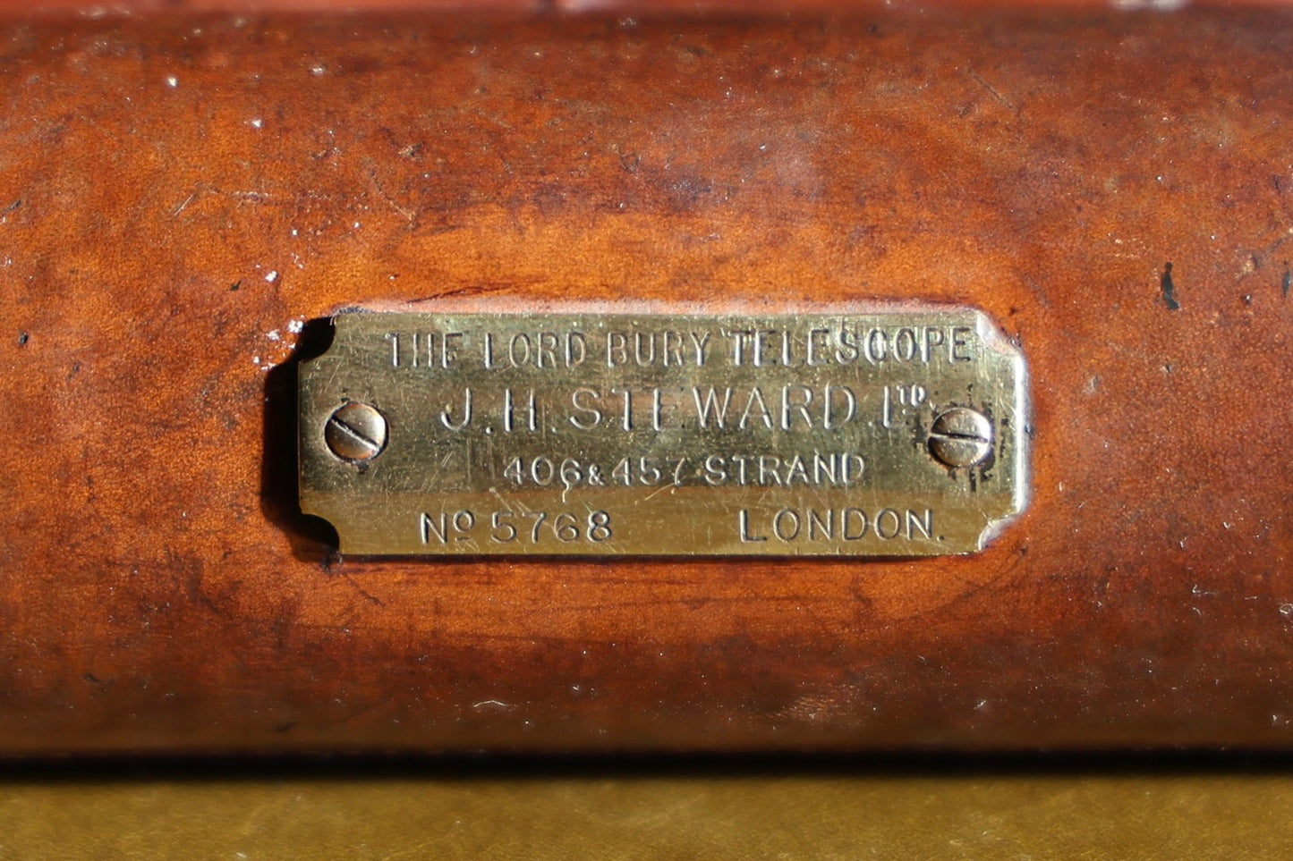 19th Century Lord Bury four draw brass and leather-covered Telescope by J. H. Steward of The Strand London