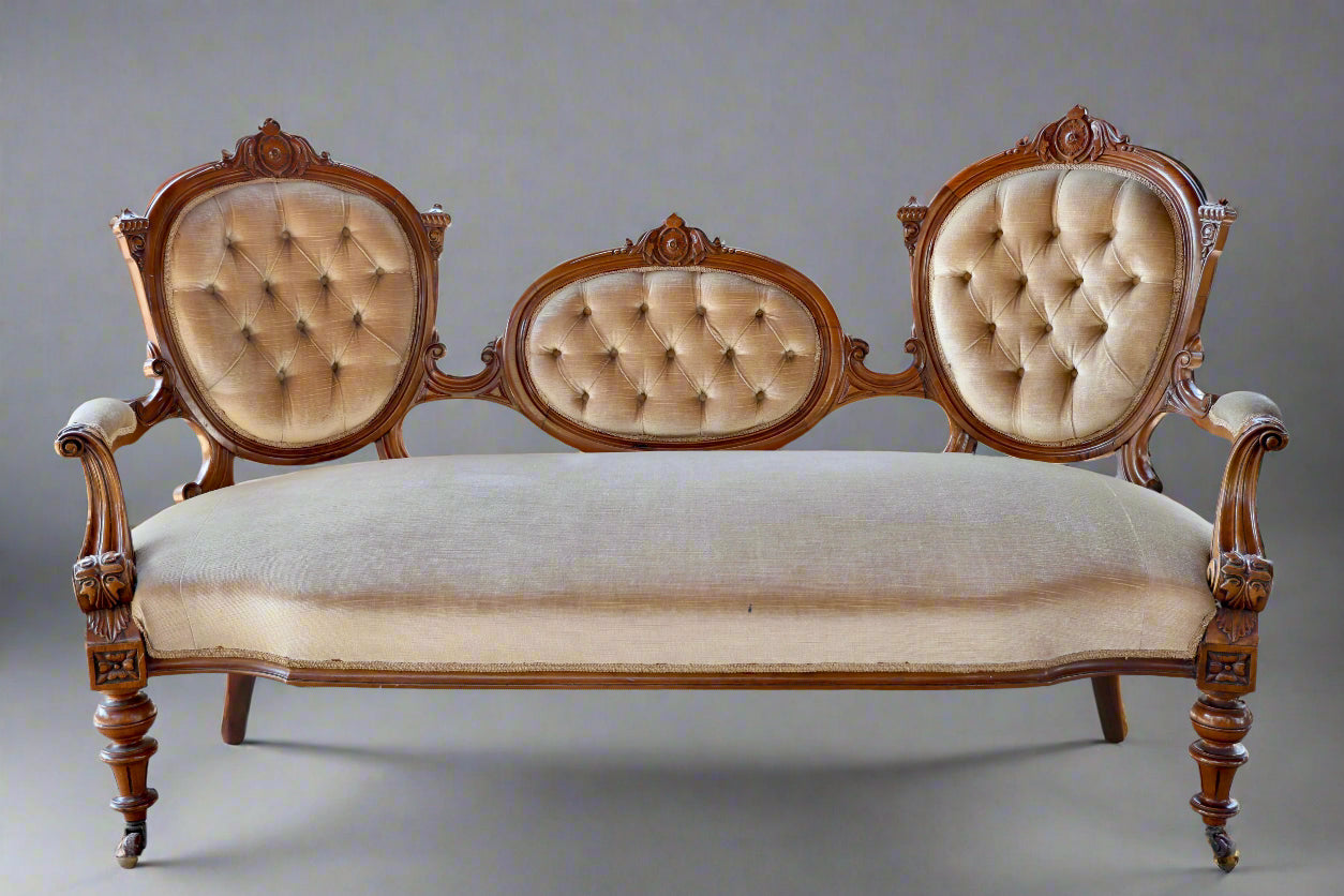Victorian walnut double back Settee