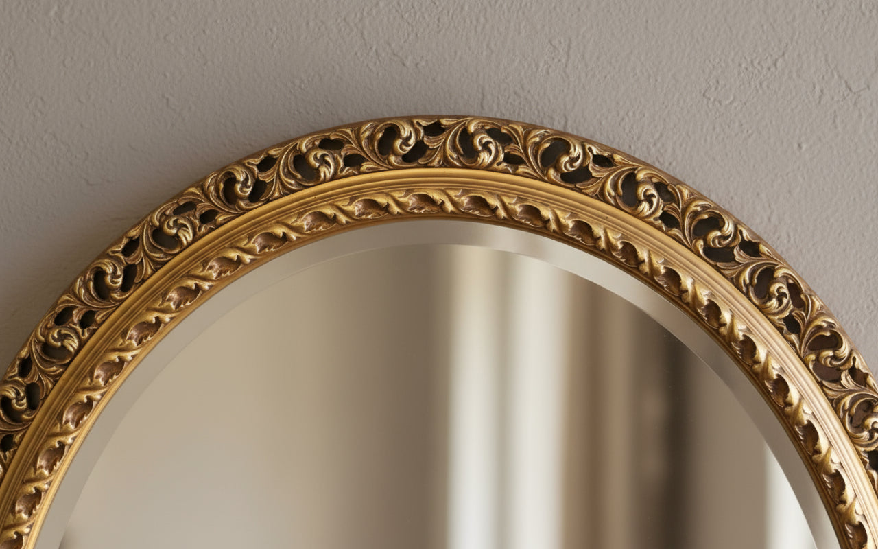 Oval Gilt framed Bevelled Mirror