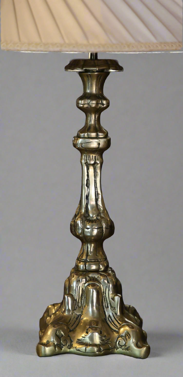 Pair of extremely heavy Cast Brass Table Lamps