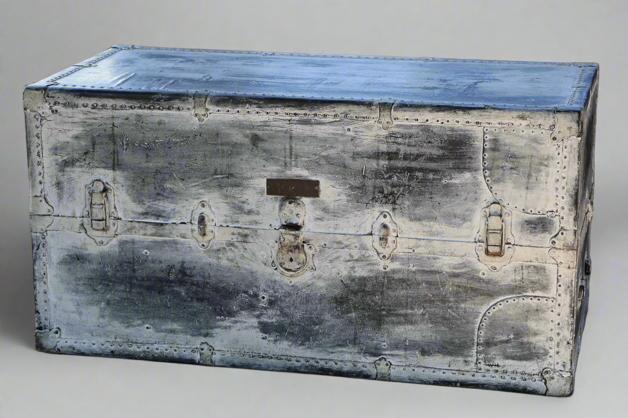 Vintage Steamer Trunk With Fitted Interior