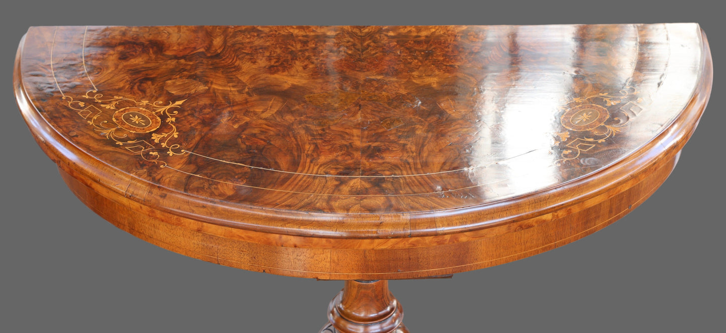 Victorian burr walnut Card Table