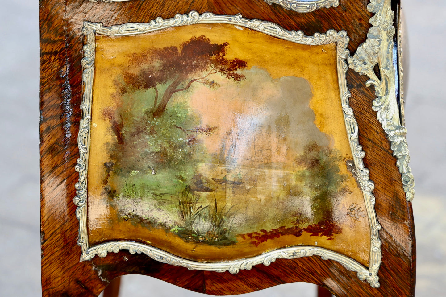 Antique French rosewood Vernis Martin Display Cabinet