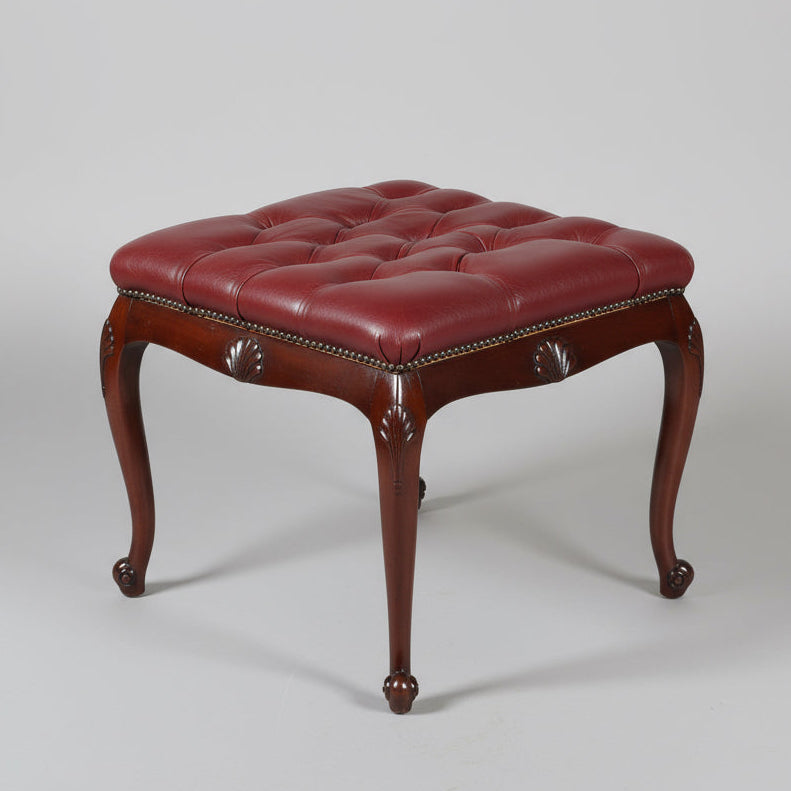 Beautiful 1930's mahogany leather upholstered Stool