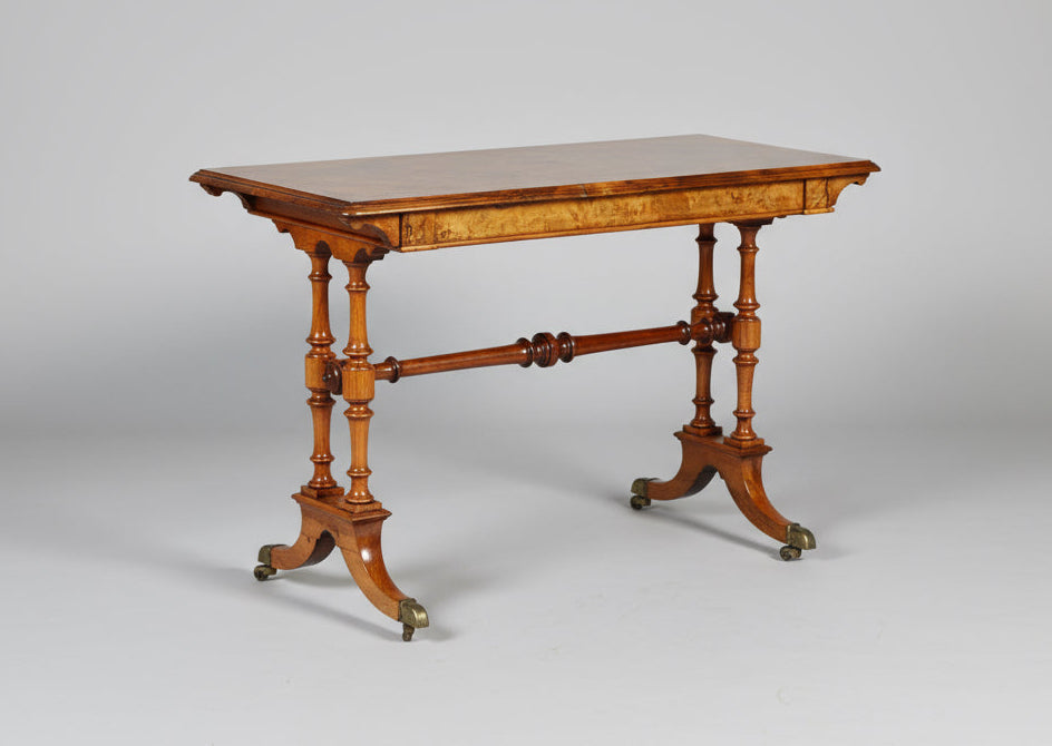 Victorian burr walnut Writing/Stretcher Table
