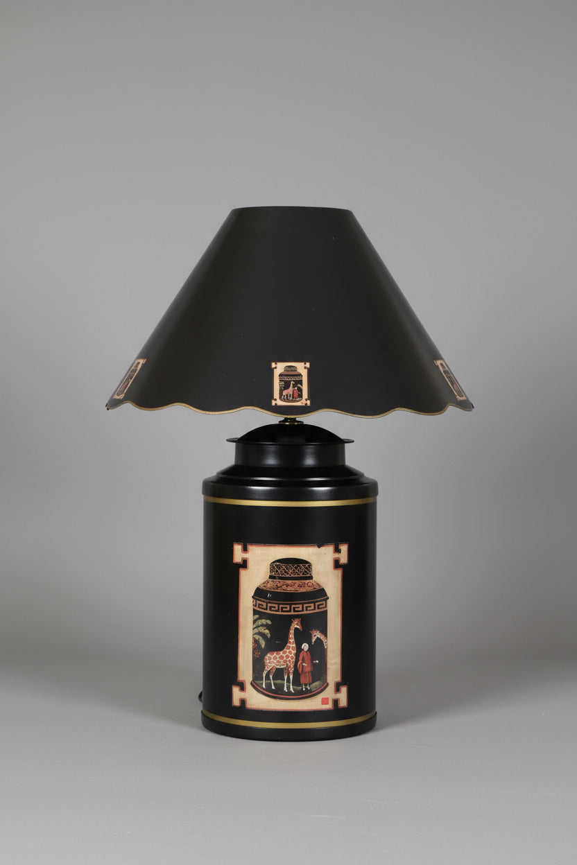 Pair of Toleware Tea Caddy decorative tin Lamp