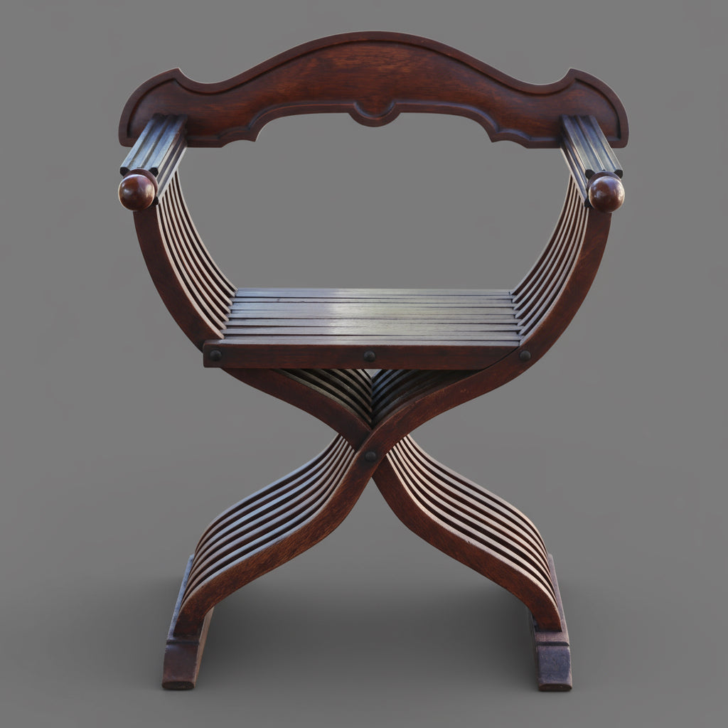 Early 20th Century Oak Savonarola Armchair