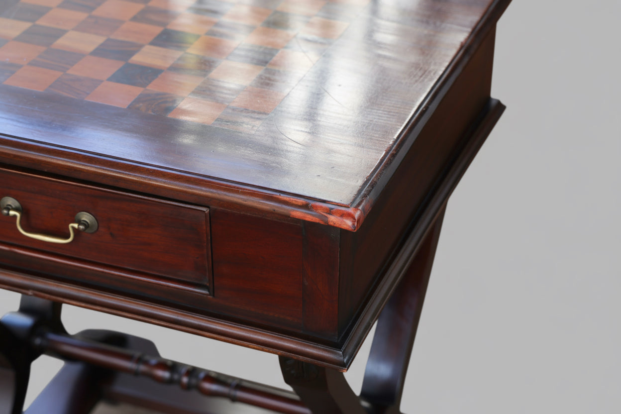 Contemporary mahogany Games/Chess Table