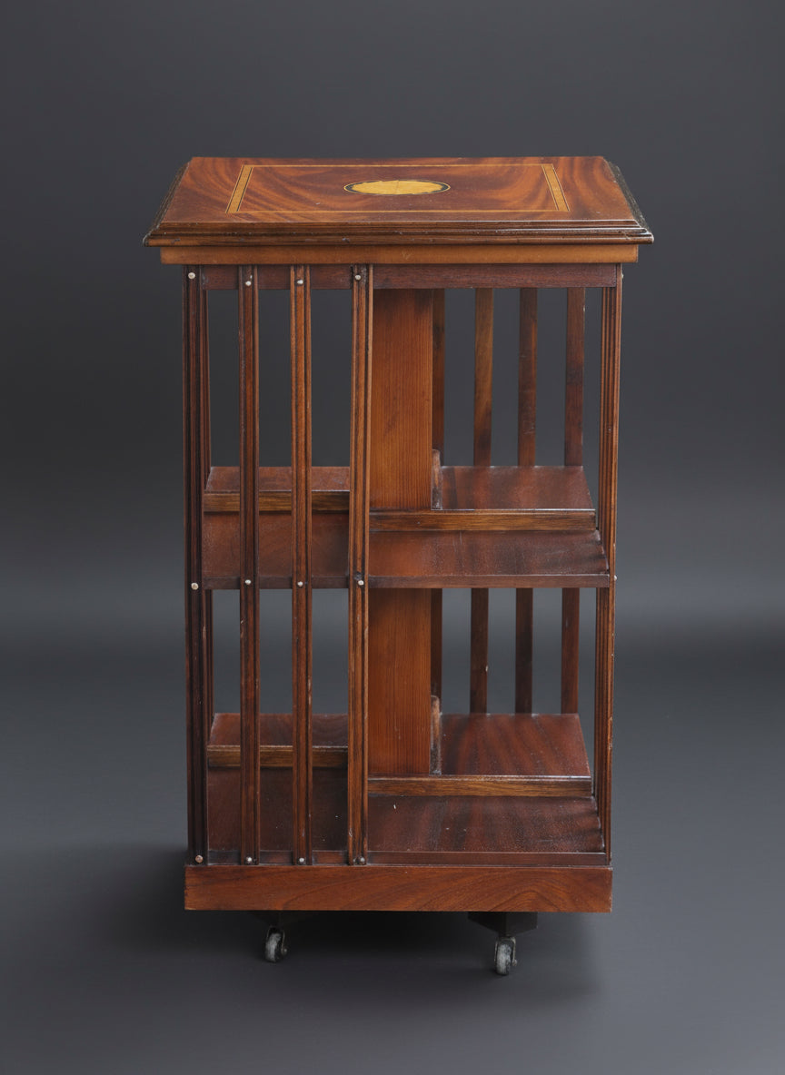 Edwardian style inlaid mahogany Revolving Bookcase