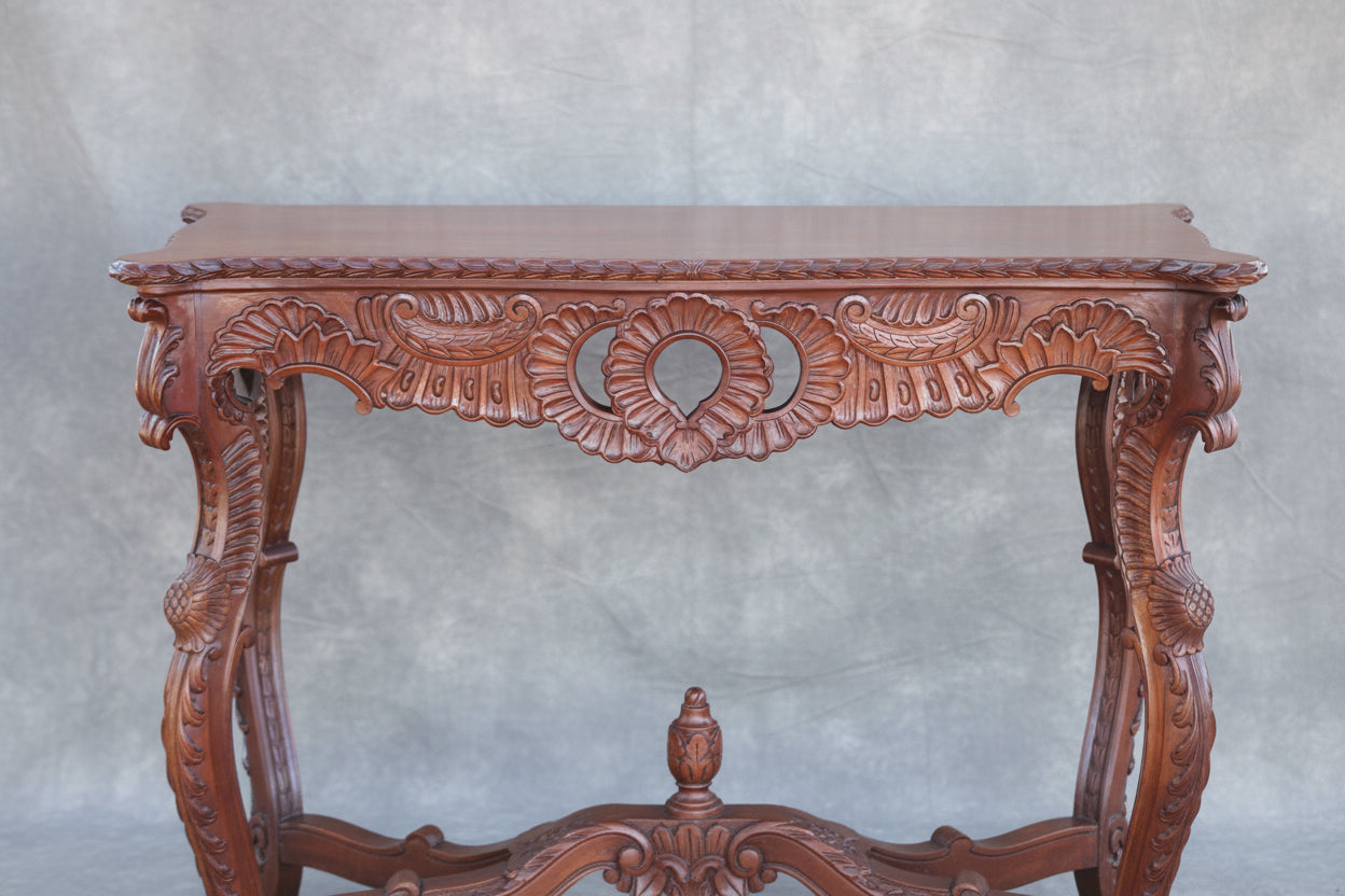 Finely Carved mahogany Console Table and Mirror