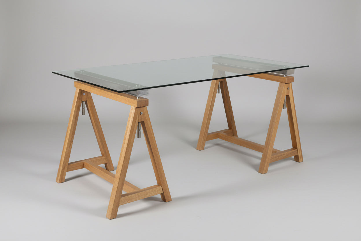 Beechwood adjustable Trestle Table