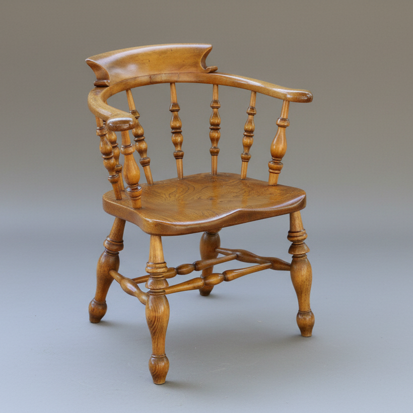 19th Elm and yewwood Smokers Captains Armchair