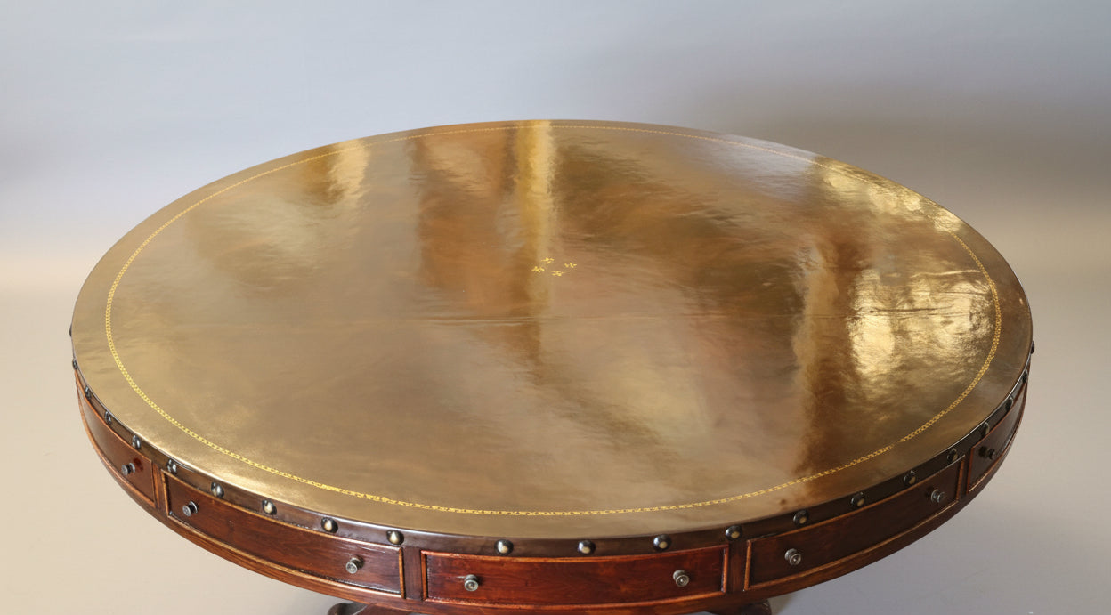 Regency style Leather topped Drum Table