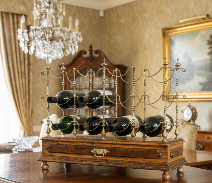 A rare late 19th Century French Pine and Brass Table Wine Rack - SOLD