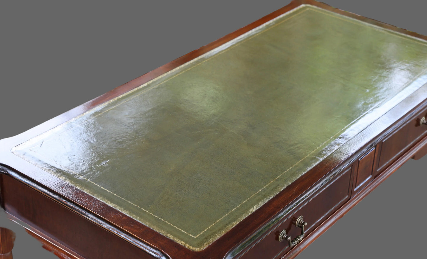 Late 20th Century Writing Table, with tooled leather top