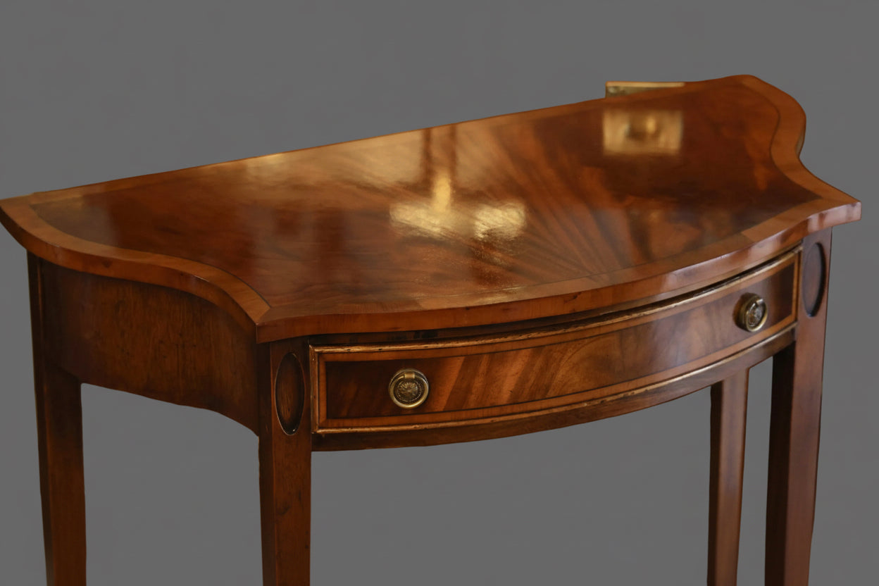 Beautiful flame mahogany serpentine shaped Side Table