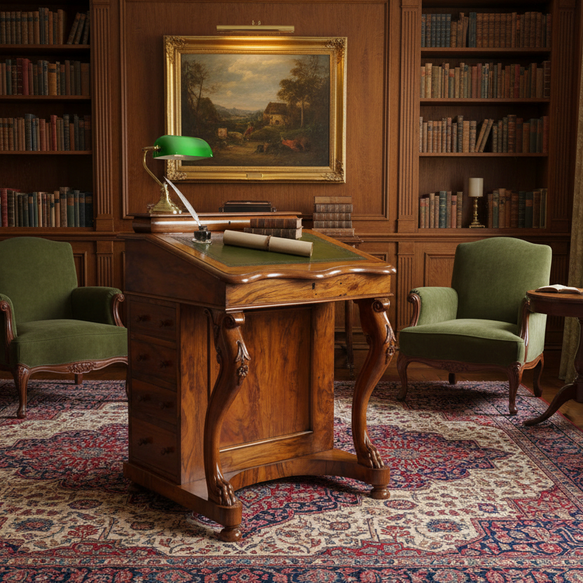 Victorian walnut Davenport