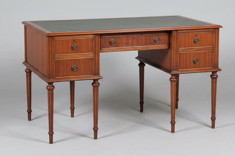 Vintage mahogany Desk, with tooled leather top