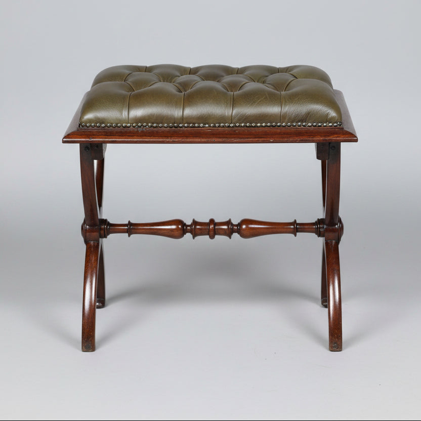 Victorian rosewood leather upholstered Stool