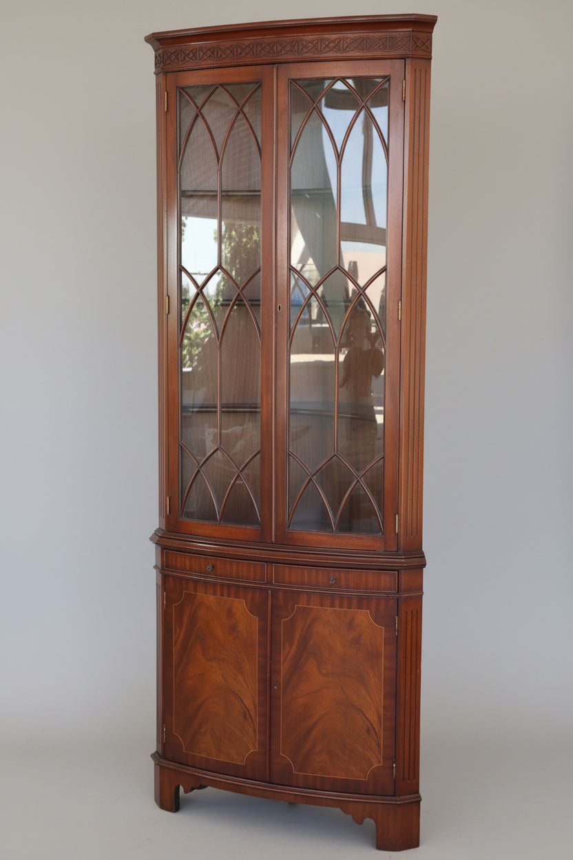 Georgian style flame mahogany Corner Display Cabinet.