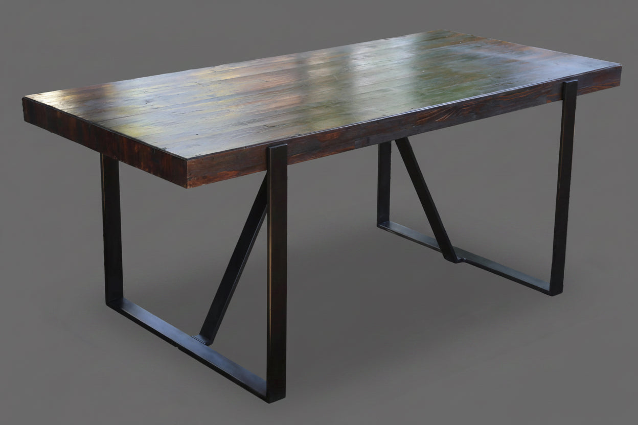 Contemporary 6 seater Dining Table, with metal base.