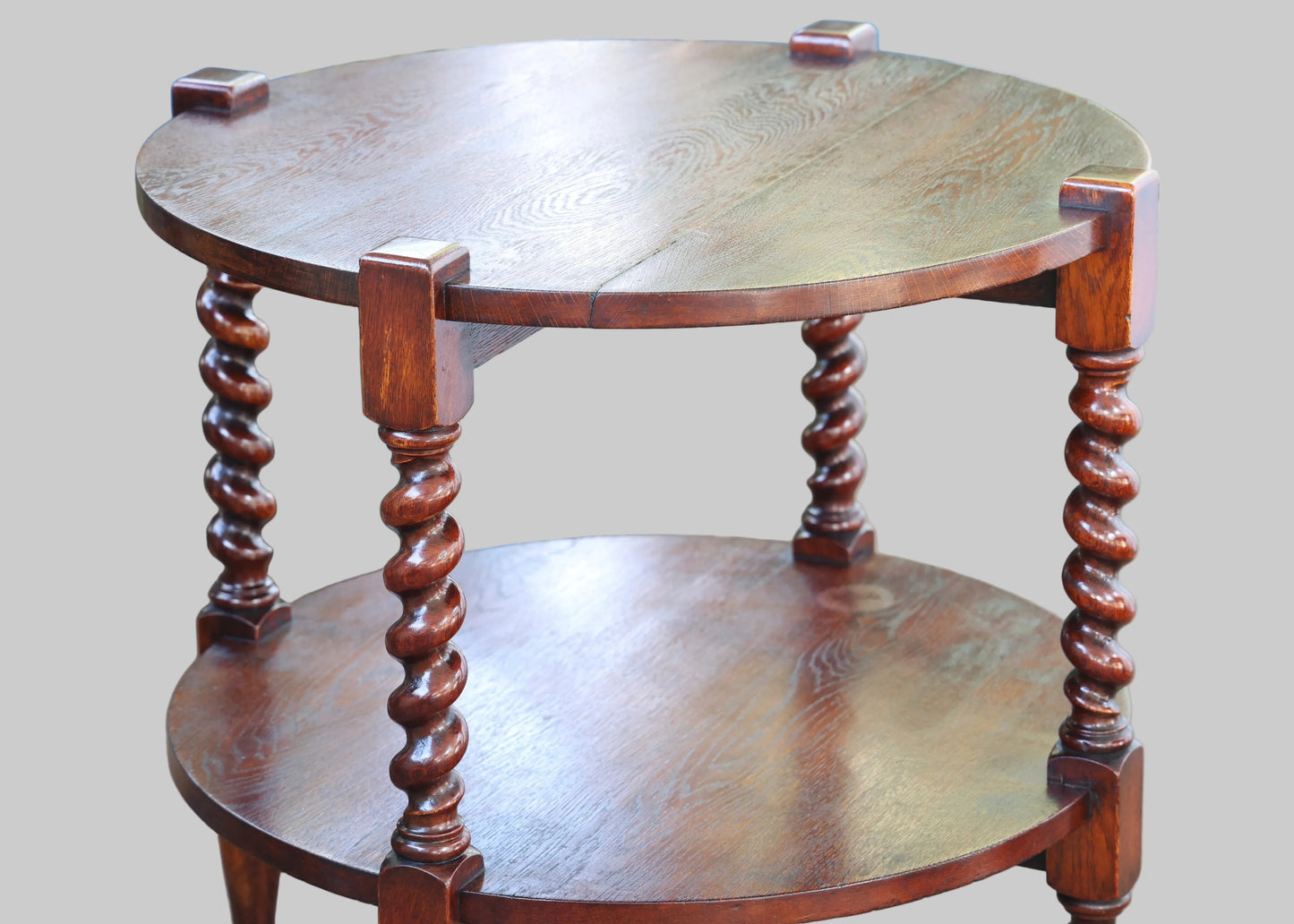 1920's Teak barley twist two tier Occasional Table