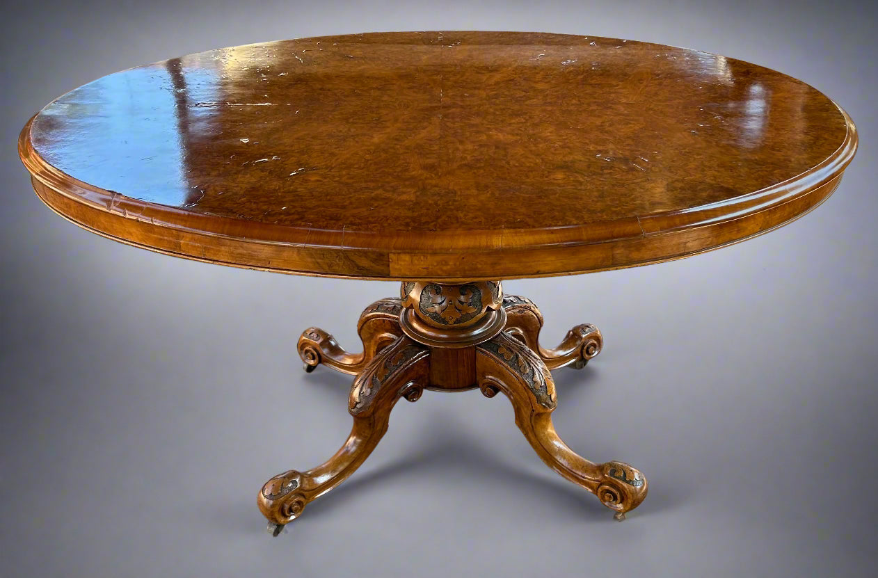 Victorian burr walnut Loo Table