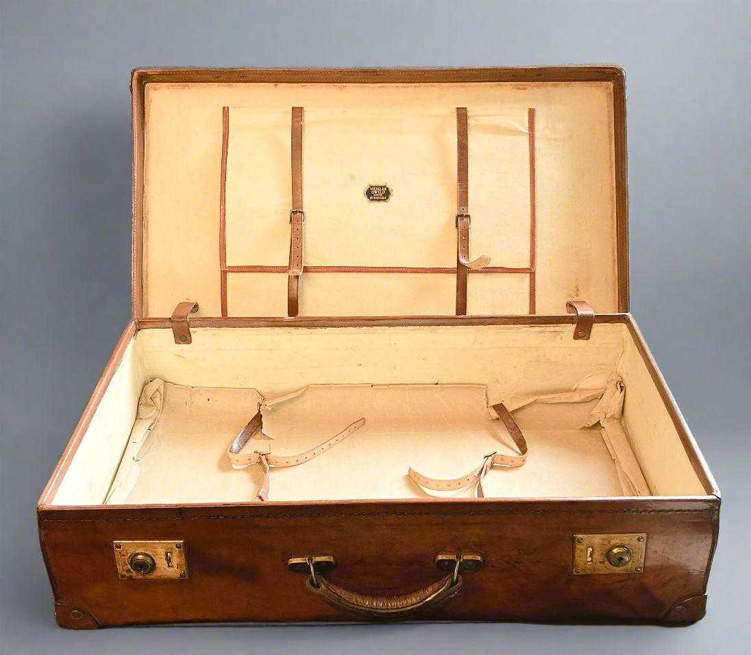 Antique Leather Travel Gentleman's Suitcase