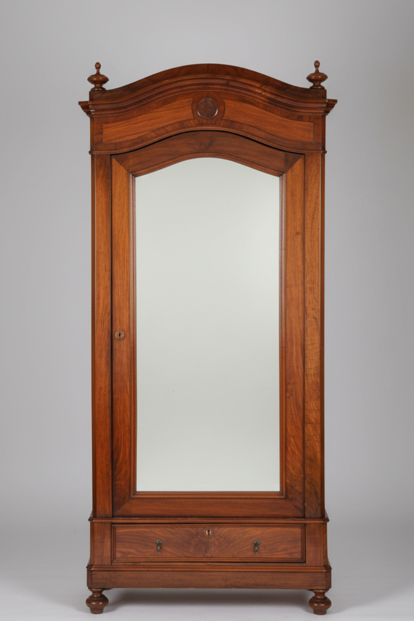 19th Century French walnut mirrored door Cupboard