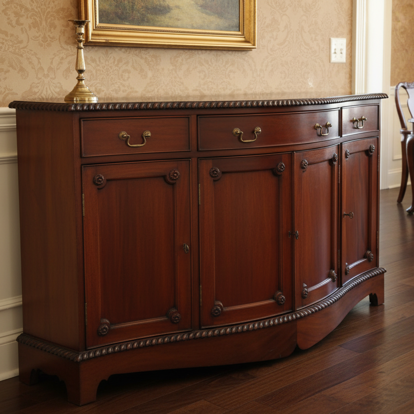 Griffiths & Griffiths mahogany serpentine shaped Sideboard