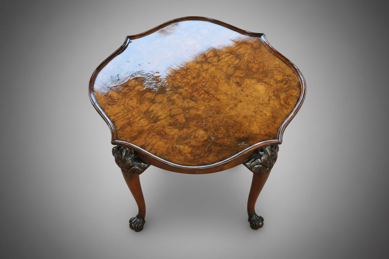 Early 20th Century burr walnut Side Table - stamped mad in England