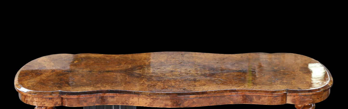 Victorian burr walnut Stretcher Table