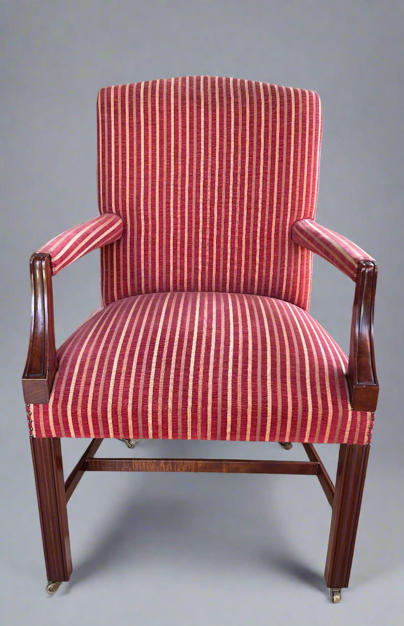 Three pairs of Georgian style Mahogany Open Armchairs